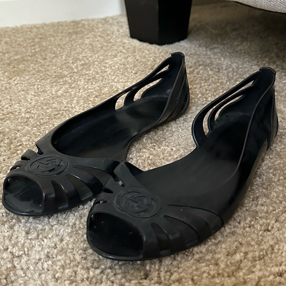 Black Gucci Jelly Ballet Flats